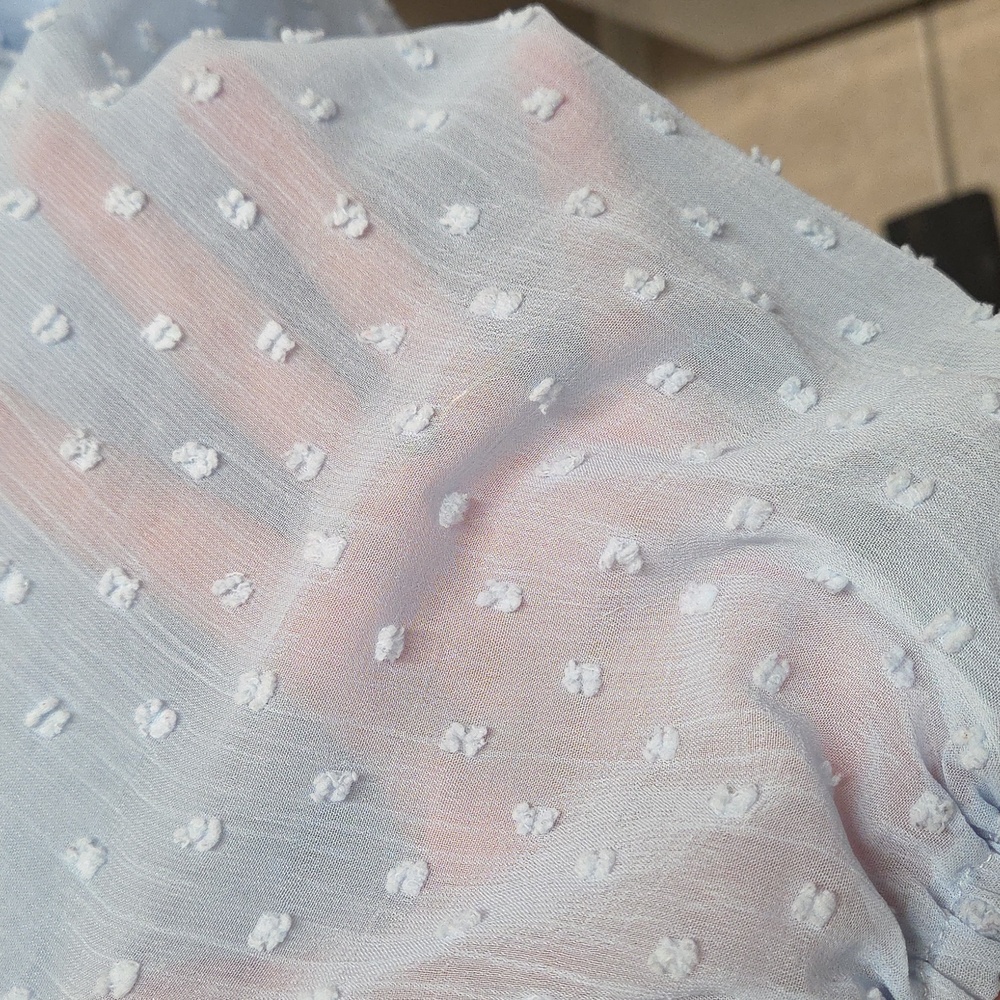 Light Blue Lace Trim Blouse - Picture 4 of 5